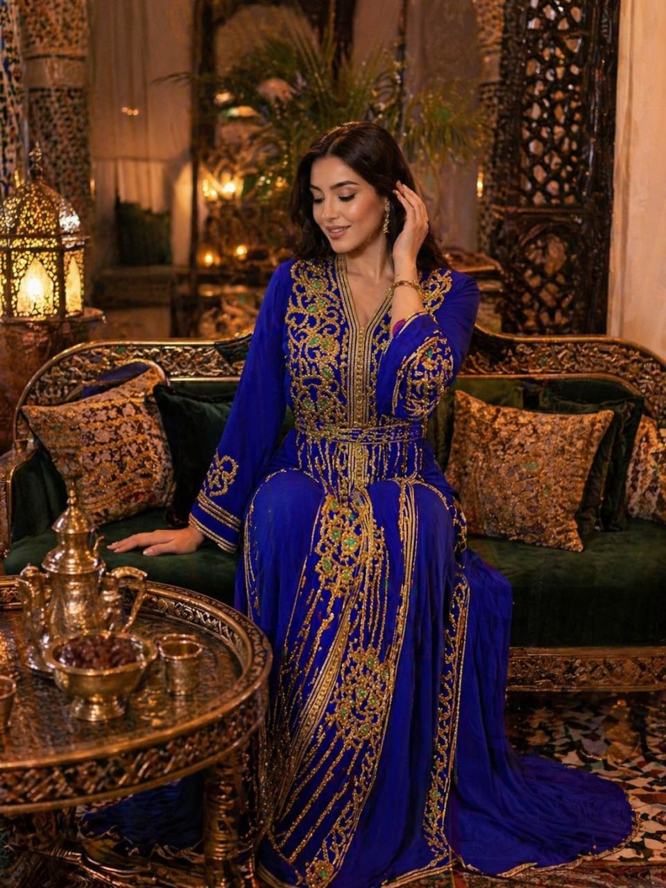 Takchita Lina — Bleu roi & fil d'or