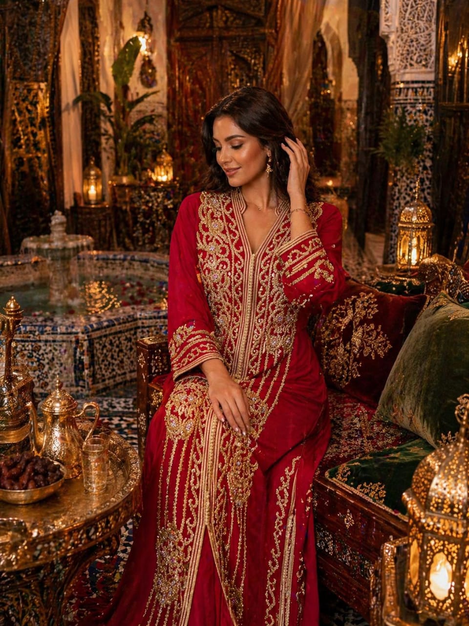 Takchita Soraya — Rouge grenat & broderie dorée