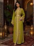 Caftan Salma — Vert olive & fleurs brodées