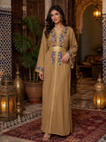 Caftan Houda — Camel & broderie florale